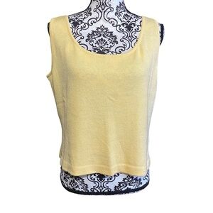 St. John Yellow Knit Scoop Neck  Sleeveless Tank Top Sz-Large